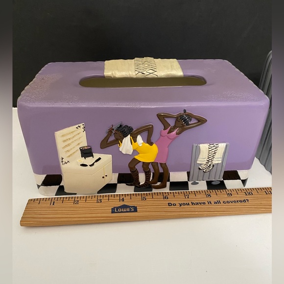 Annie Lee Glazed Resin "Primpin" Rectangle & Square Set of 2 Tissue Boxes Cover - Picture 4 of 16